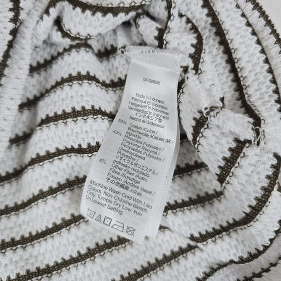 Madewell Textured Stripe Short Sleeve Sweater Top Women White Brown Size Medium - Picture 8 of 10